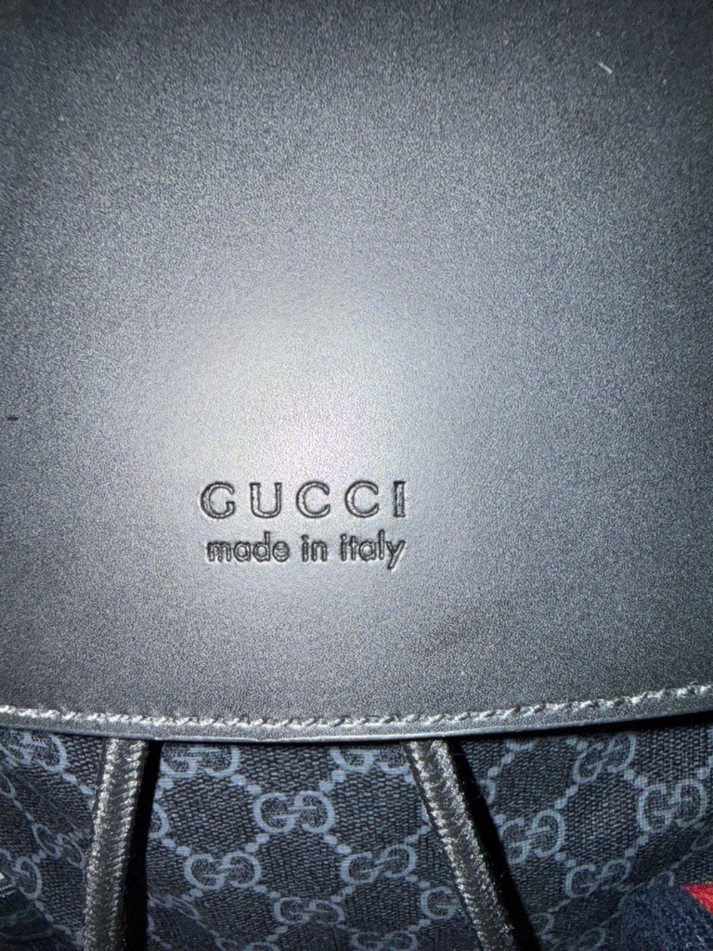 Gucci Black GG Supreme Backpack with Red and Blue Web Stripes - Picture 11 of 12